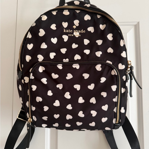 Kate Spade Heart Patterned Backpack in Black and Cream - Picture 4 of 8